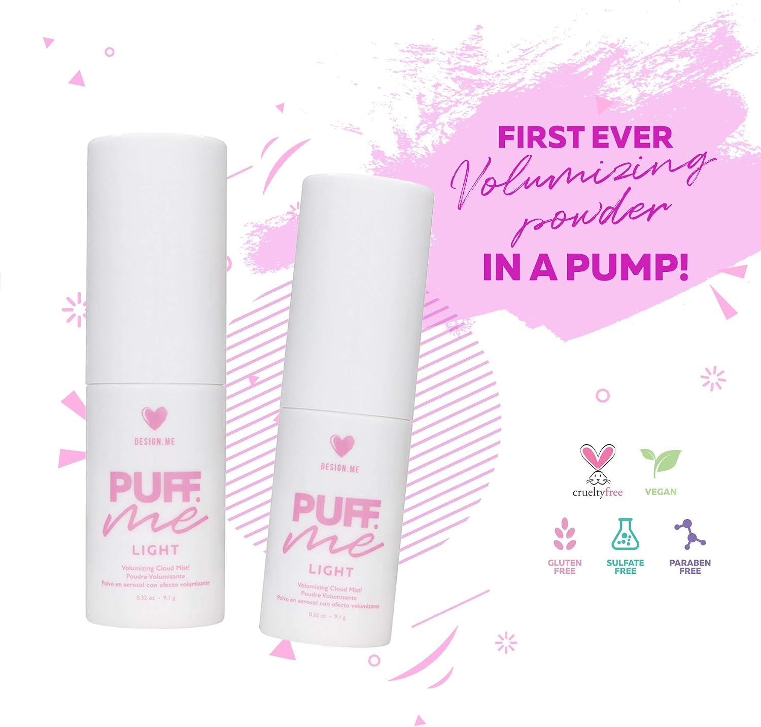 Design.ME Puff.ME Light Hair Volumising Powder Mist 9.1g, White, 9.1 g (Pack of 1) - Image 4