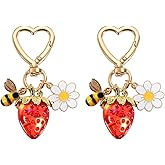 uxcell Cute Strawberry Keychain, Zinc Alloy Keyring Bag Charm, Key Chain Accessories for Women Purse, Pendant Decor