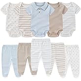falianni Baby Boy Girl 10 Piece Combined Type Clothing Set Cotton Baby Bodysuits and Pants Set Home Outdoor Infant Clothes