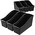Storex Large Book Bin, Interlocking Plastic Organizer for Home, Office and Classroom, Black, 6-Pack (70109C06C)