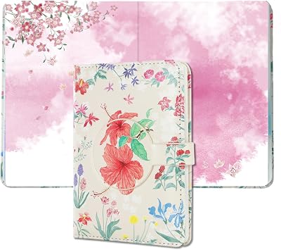 siixu Colorful Pocket Notebook A6 Floral Vegan Leather Red