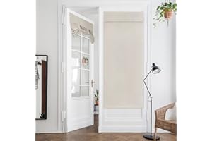 HOMEIDEAS Cream French Door Curtain, Privacy Door Curtains for Door Window, French Door Blinds for Glass Door, Thermal Insula