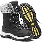 EARLDE Women's Snow Boots Waterproof Winter Boots Mid-Calf Outdoor Lightweight Warm Faux Fur Lined with Non-slip Sole