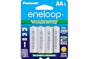 Eneloop Panasonic BK-3MCCA6BA AA 2100 Cycle Ni-MH Pre-Charged Rechargeable Batteries, 6-Battery Pack