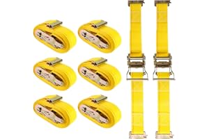 AUTOFONDER E Track Ratchet Tie Down Straps 8pack (4,500lb Break Strength),2” x 15’Premium E-Track Tie Downs with Standard Spring E-Fittings,Ultimate Heavy Duty ETrack Strap for Trailer,Truck,Motorcycle Yellow