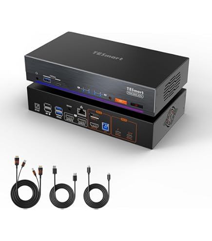 TESmart USB 3.0 KVM Switch 4 Computers 3 Monitors | 4K@60Hz Triple