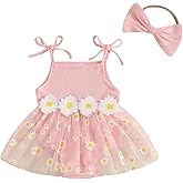 Mubineo Baby Girl Summer Clothes Cute Flower Boho Romper Dress Daisy Skirt Outfits Newborn Sleeveless Rompers Jumpsuit