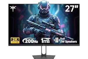 KTC 27 Inch Gaming Monitor - 2K QHD 2560 x 1440 Monitor, Up to 210Hz & 1ms, Bulit-in Speakers, Adaptive Sync, HDR400, 131% sRGB, IPS Monitors Gamer with HDMI 2.0 x 2 & DP1.4 x 2, H27T22C-3