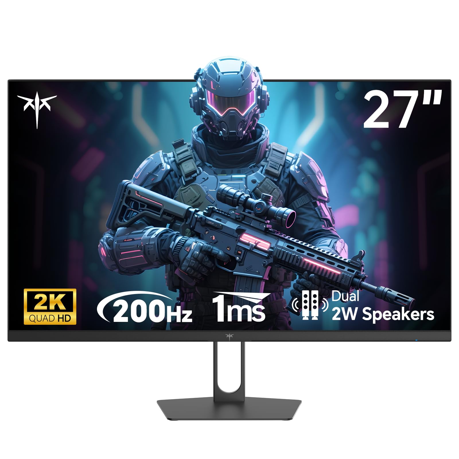 KTC 27 Inch Gaming Monitor - 2K QHD 2560 x 1440 Monitor, Up to 210Hz & 1ms, Bulit-in Speakers, Adaptive Sync, HDR400, 131% sRGB, IPS Monitors Gamer with HDMI 2.0 x 2 & DP1.4 x 2, H27T22C-3