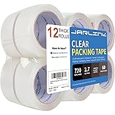 JARLINK Clear Packing Tape (12 Rolls), Heavy Duty Packaging Tape for Shipping Packaging Moving Sealing, 2.7mil Thick, 1.88 inches Wide, 60 Yards Per Roll, 720 Total Yards