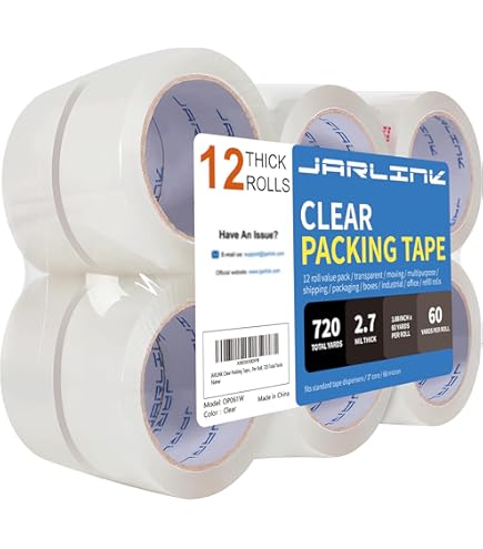 ROWNACK Heavy Duty Packing Tape - 6 Rolls, 2.0 Mil Thick, Silent & Strong For Shipping