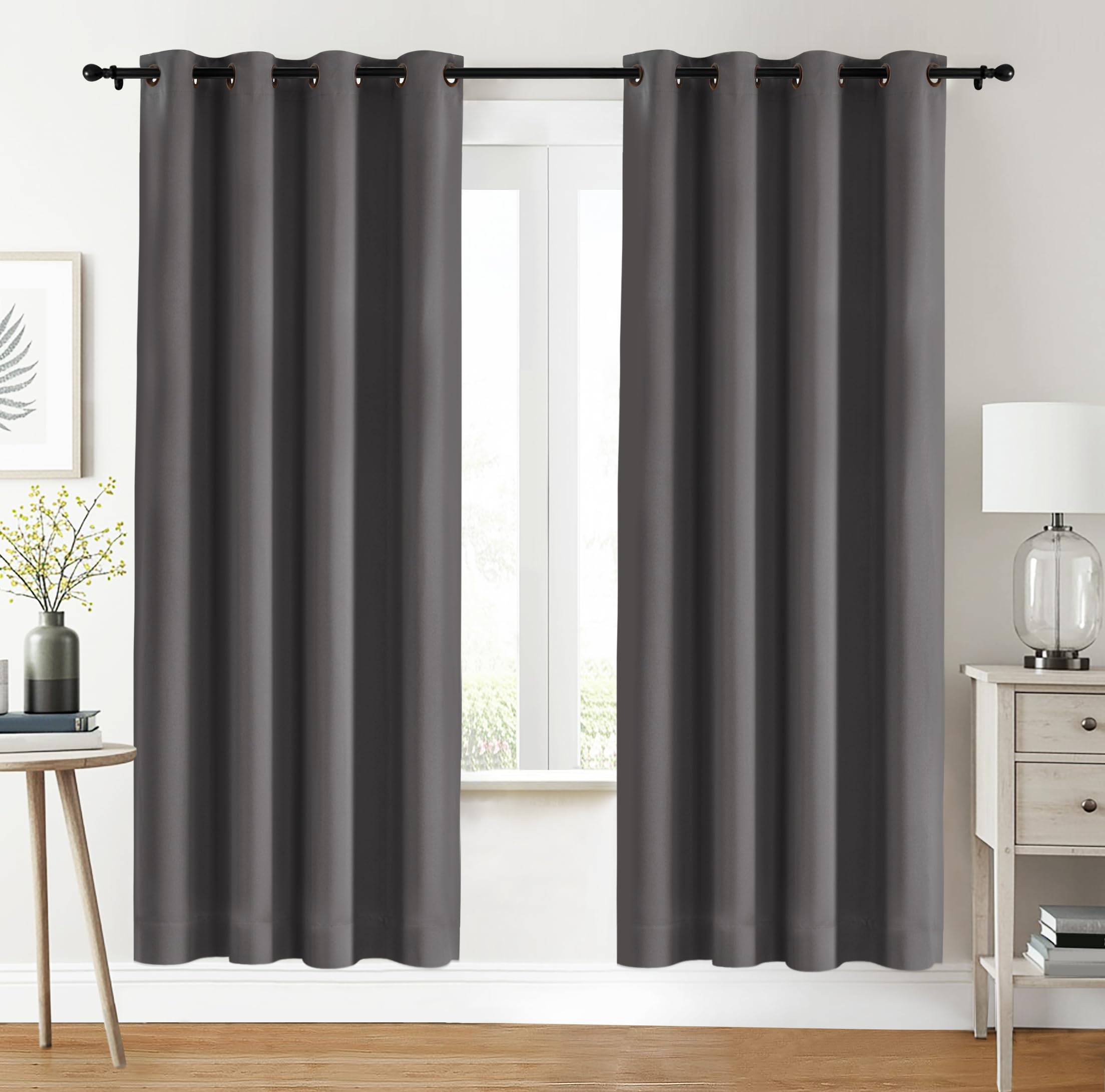 Utopia Bedding Blackout Curtains Grommet Thermal 2 Panels Drapes [Grey, 46 x 90 Inches] Sound Insulated Curtain for Bedroom and Living Room — image 1