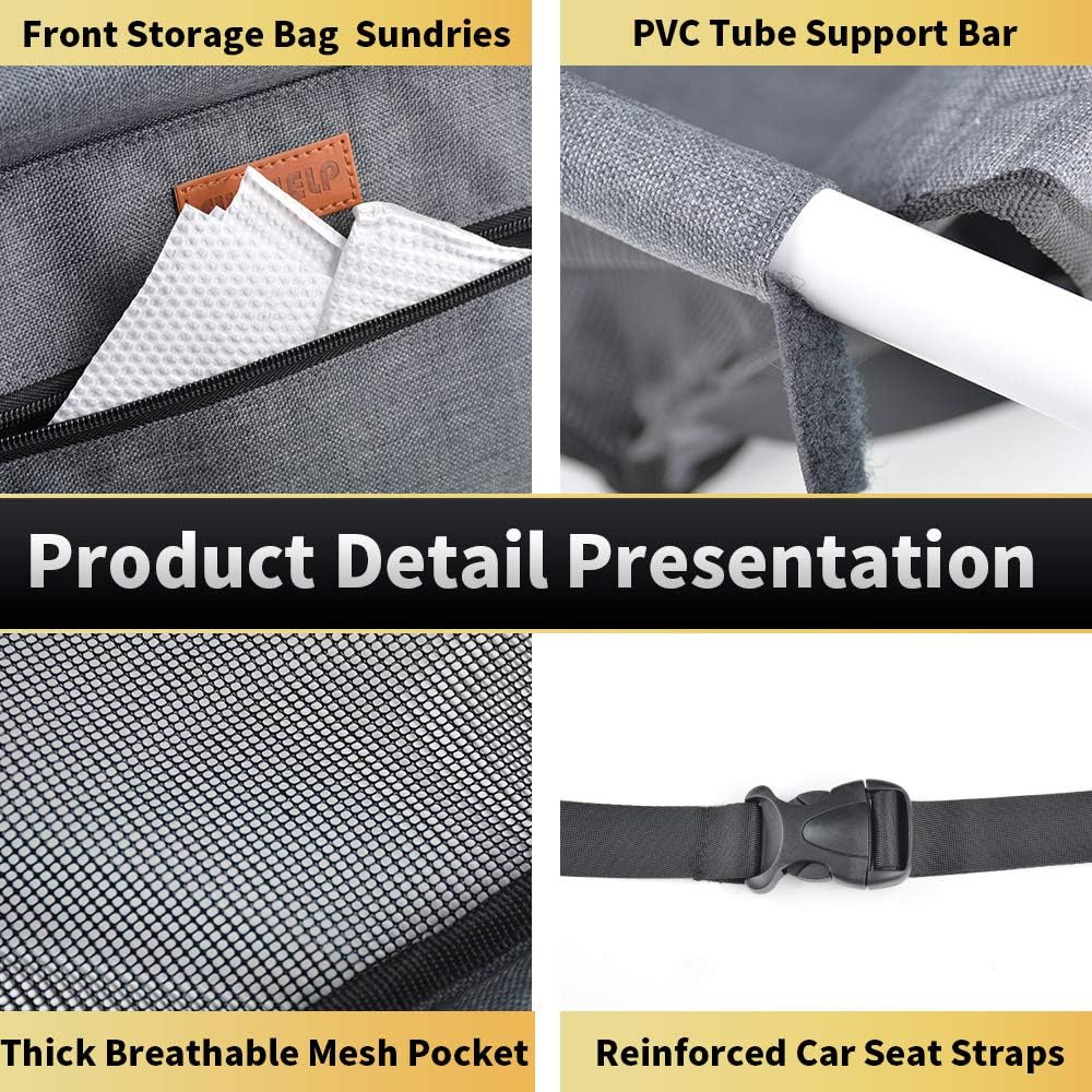 SWIHELP Dog Car Seat Upgrade Portable Pet Booster Car Seat with Clip-On Safety Leash and PVC Support Pipe, Anti-Collapse, Perfect for Small Pets : Pet Supplies