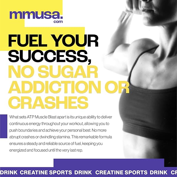 MMUSA ATP MUSCLE BLAST: WORLD’S ONLY STABLE CREATINE ENERGY DRINK. INSTANT ABSORPTION. IMMEDIATE BOOST FOR INTENSE BODYBUILDING, ENDURANCE SPORTS. TRAIN HARDER, RECOVER FASTER. 30 SACHETS, 11.4G EACH