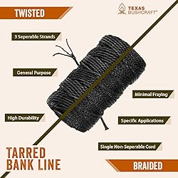 Texas Bushcraft Tarred Bank Line Twine - #36 Black