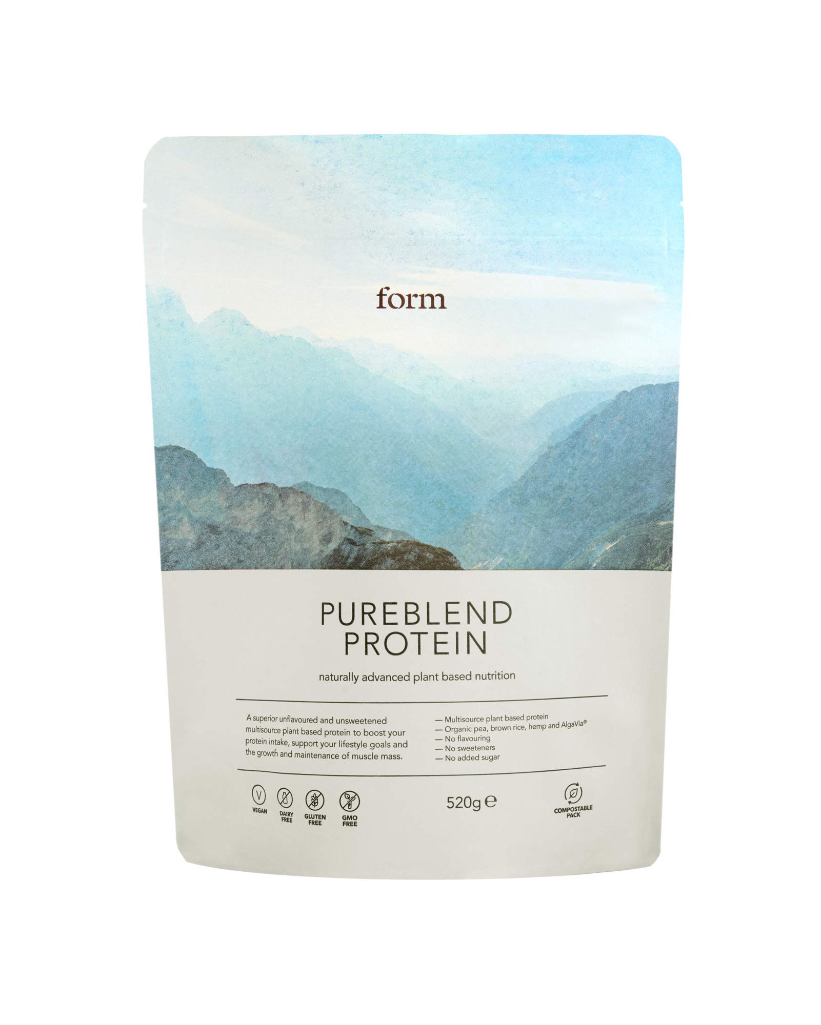 Form Pureblend Protein - Unflavoured and Unsweetened Vegan Protein Powder - 32g of Plant Based Protein per Serving. Perfect for Your Smoothies, Cooking and Baking.