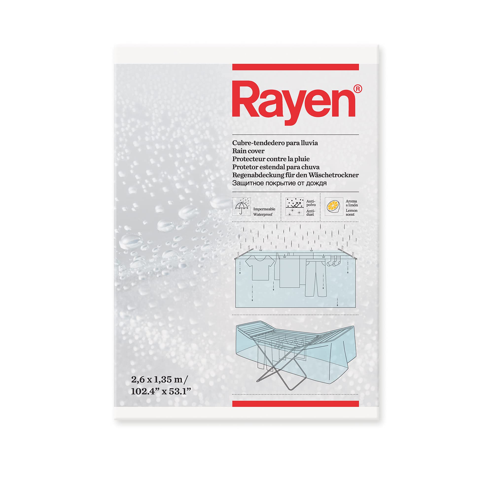 Rayen | Waterproof clothesline cover for rain | Clothesline cover | Lemon-scented dust cover | Dimensions: 260 x 135 cm