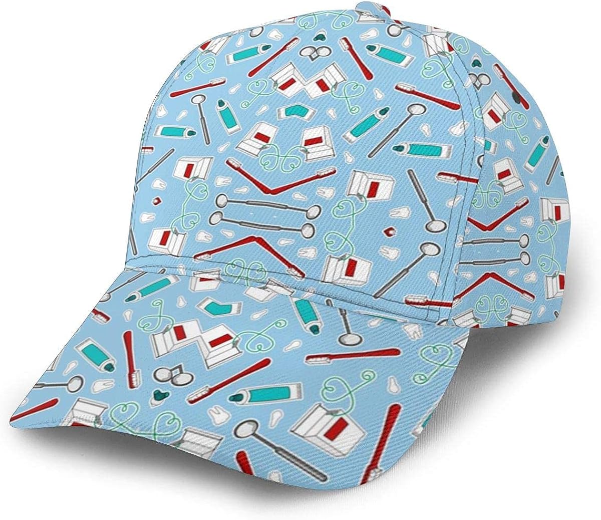 Cute Dentist Dental Hygienist Print Blue Baseball Cap Sun Hat Polyester