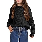 Girls Long Sleeve Cable Knit Sweater Crewneck Pullover Sweaters Kids Chunky Cute Fall Jumper Tops 5-14