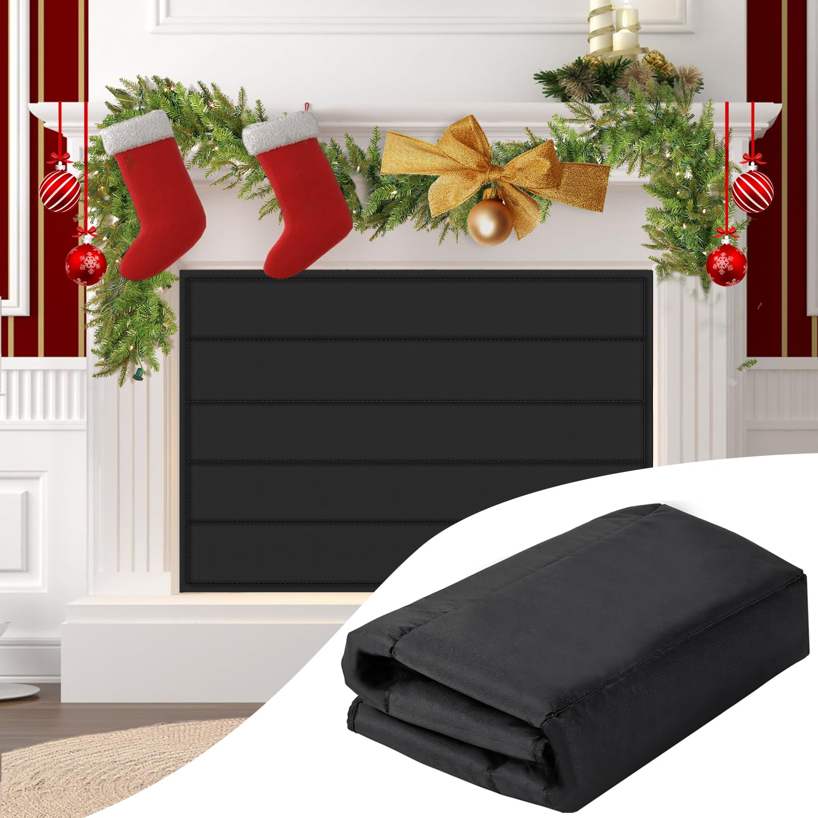 Photo 1 of Fireplace Cover, Magnetic Fireplace Blocker Blanket Stops Heat Loss, Indoor Fireplace Draft Stopper Save Energy, Magnetic Fireplace Draft Cover for Iron Fireplace Frame (41"x29")