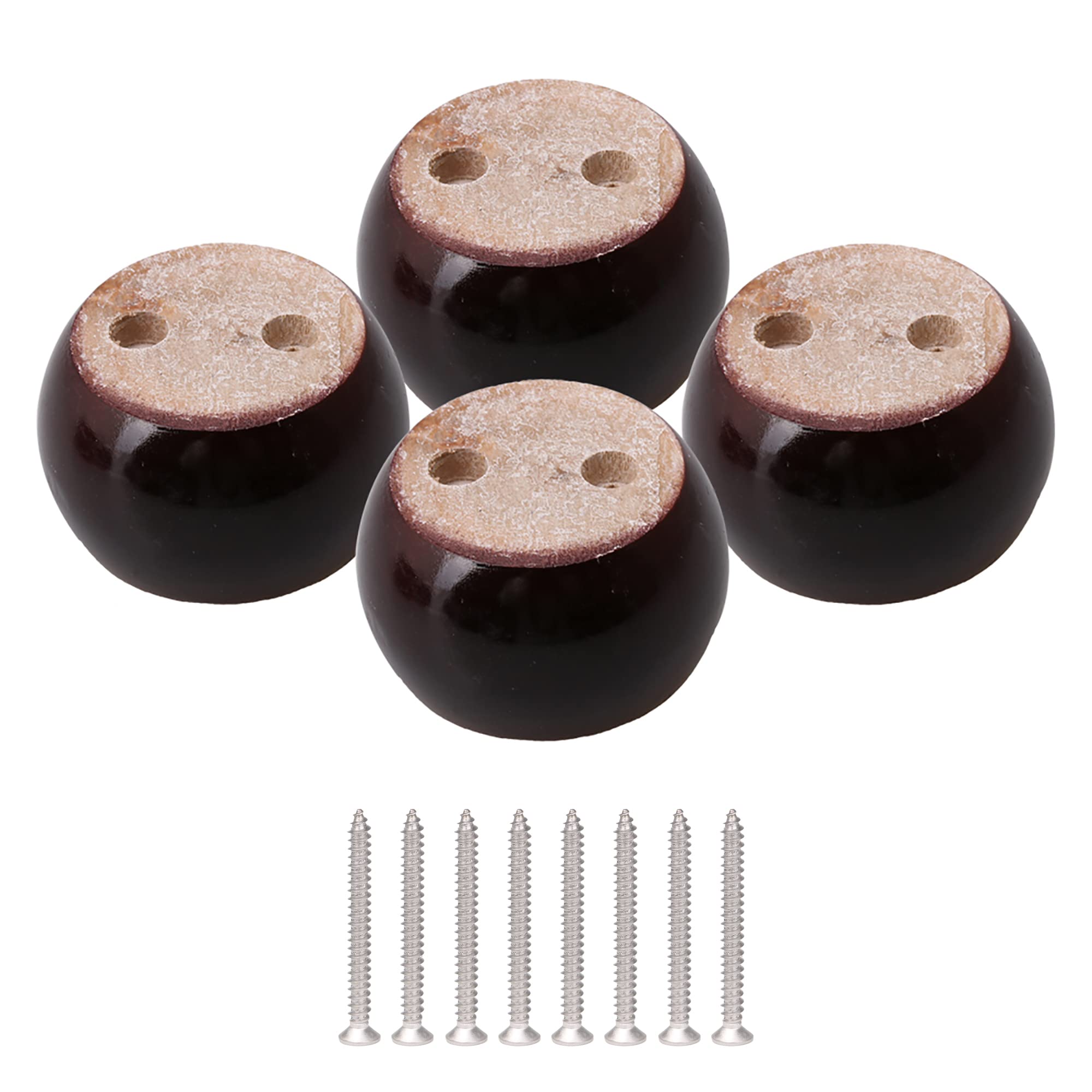 logyues 4Pcs Eucalyptus Sofa Round Furniture Feet Red Brown with Screws 80x 50mm