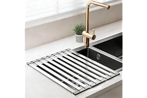 Kitchen Drainer, Rectangle Dish Drying Rack, 13.8" X 12.8" Over Sink Drainer Rack, Foldable, Removable Draining Mats for Kitc