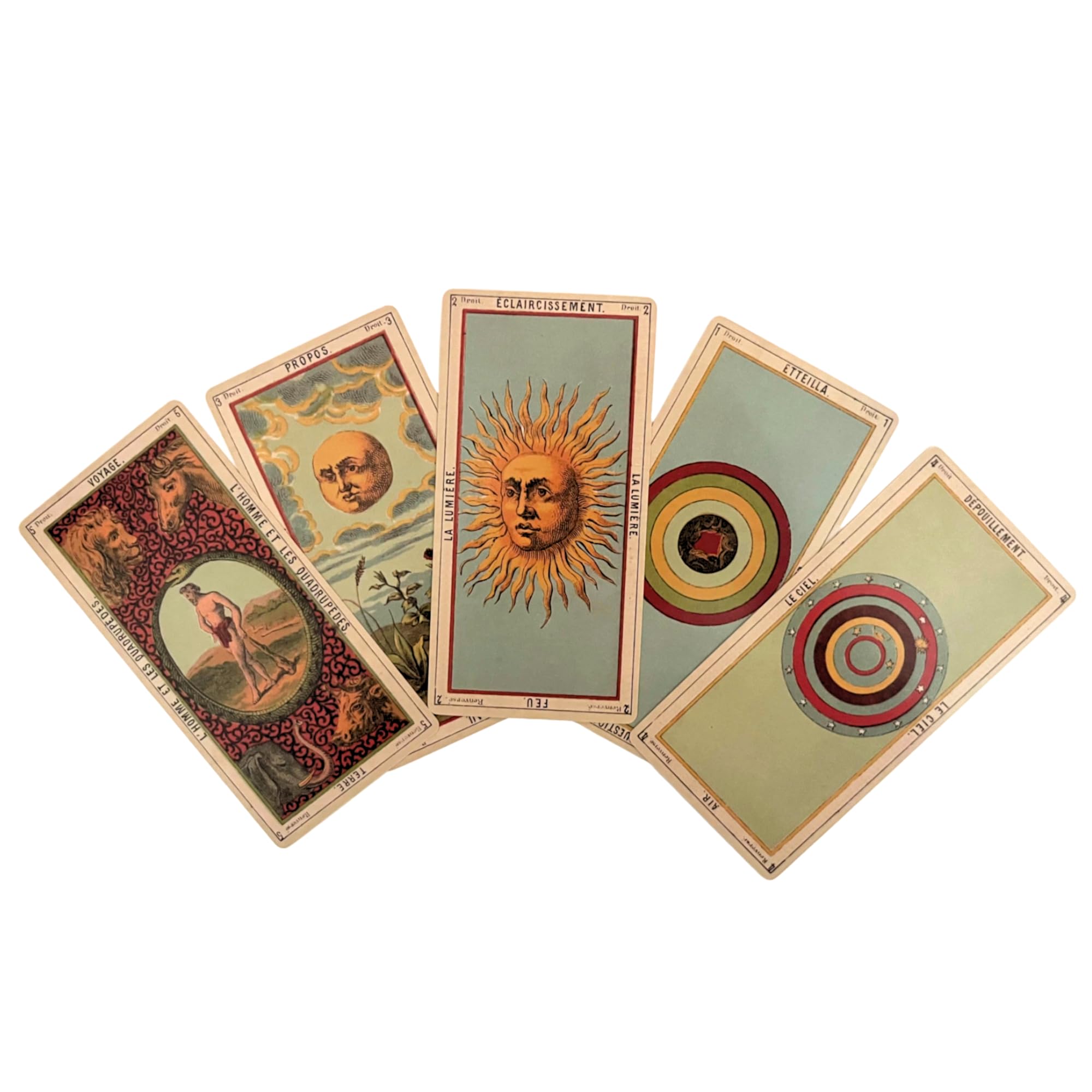 Grand Etteilla Tarot Deck Trois & Guide | Made in USA | Oversized, Tarot Egyptien | published in The 1800s, B.P. Grimaud, Facsimile