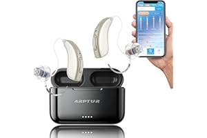 ARPTUR Rechargeable Bluetooth Hearing Aids for Seniors - APP Controlled, Noise Cancelling, Wireless Music Streaming, Hands-Free Phone Calls, OTC Hearing Devices (Champagne)