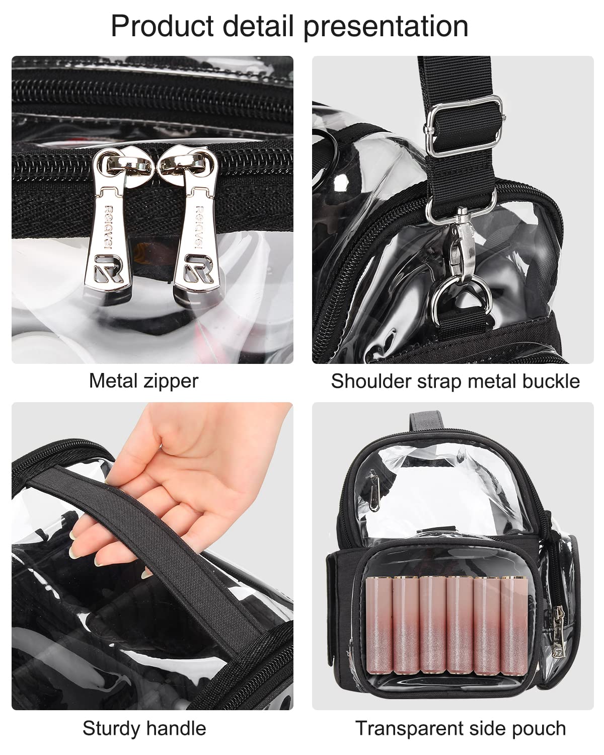 Makeup Brush Case, Large Makeup Brush Holder Professional Makeup Artist Travel Case Clear Waterproof Cosmetic Organizer Bag, Full Open Easy to Access, with Adjustable Strap and Dividers