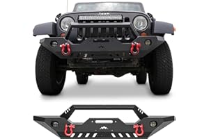 CLAMBER Off-road Front Bumper for Jeep Wrangler JK/JKU 2007-2018, JL/JLU 2018-2024 & Jeep Gladiator JT 2020-2024, Heavy Duty Front Bumper with Built-in Winch Plate, Textured Black Powder Finish