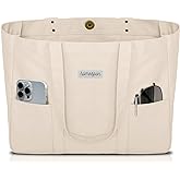 HOMESPON Large Canvas Tote Bag for Women Everything Bag with Pockets and Laptop Sleeve