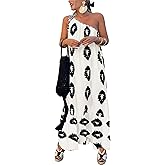 PRETTYGARDEN Women's 2026 Summer One Shoulder Maxi Dress Printed Flowy Boho Long Sundresses Spring Beach Vacation Clothes