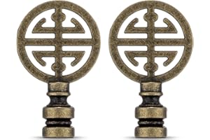 2 Pieces Lamp Finial Cap Knob,Solid Metal Lamp Finials for Table Lamp or Floor Lamp Shade Holder Harp Top,Oriental Happiness 