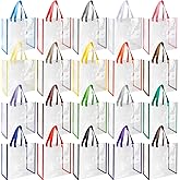Saintrygo 20 Pack Clear Tote Bags Bulk 12 x 12 x 6 PVC Plastic Tote Bag with Handles for Stadium Work Beach Sports(Classic Color)