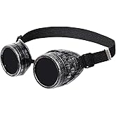 Hmxpls Vintage Steampunk Goggles Glasses for Halloween Cosplay Costumes Accessories