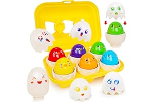FQKIOMY Easter Eggs,Egg Toys for Toddler 1-3,Montessori Preschool Learning Color Sorting & Matching Games Fine Motor Skills Travel Bingo Puzzle Easter Basket Stuffers for Kids Boys Girls