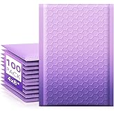 Fuxury Opaque 4x8 Bubble Mailer 100 Pack,Gradient Purple Cute Design Bubble Envelopes,Strong Adhesion Pattern Padded Mailing Envelopes for Shipping Jewelry,Makeup #000 Thick Bubble Padded Mailer