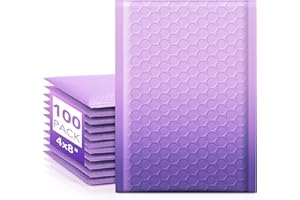 Fuxury Opaque 4x8 Bubble Mailer 100 Pack,Gradient Purple Cute Design Bubble Envelopes,Strong Adhesion Pattern Padded Mailing 