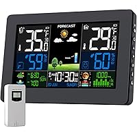 Weather Station Wireless Indoor Outdoor Thermometer, Digital Thermometer with Remote Sensor, Large Display Home Weather Stati