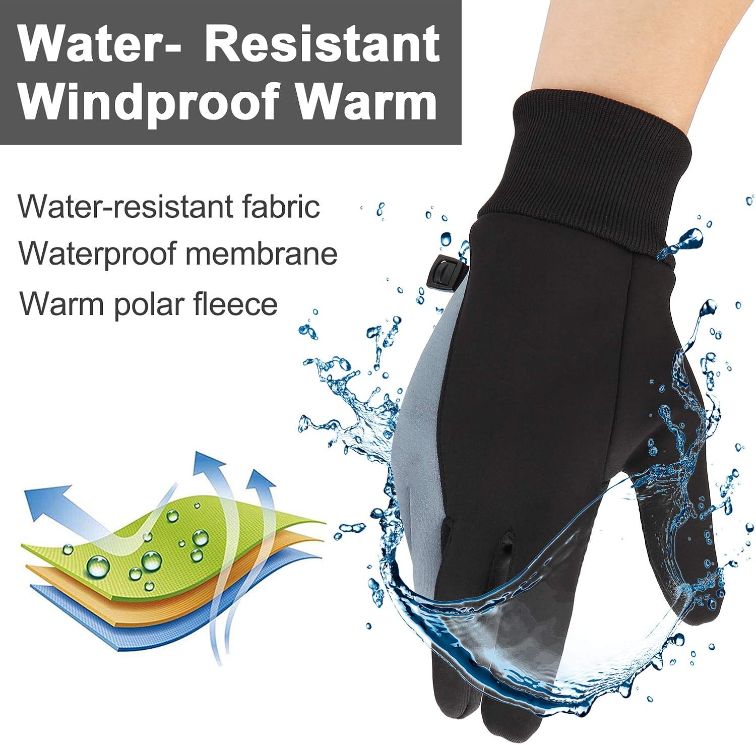Winter Gloves for Men Women,Touch Screen Windproof Cold Weather Warm Gloves for Running Cycling Biking Hiking: Clothing