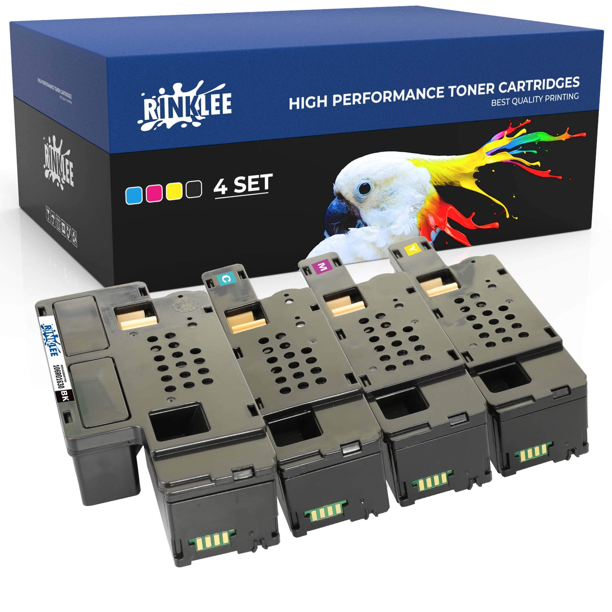 RINKLEE Toner Cartridge Compatible with Xerox Phaser 6000 6010 6010V 6010V N 6010N WorkCentre 6015 6015V B/N/NI 6015MFP | High Yield 2000/1000 Pages | Black/Cyan/Magenta/Yellow, 4-PACK