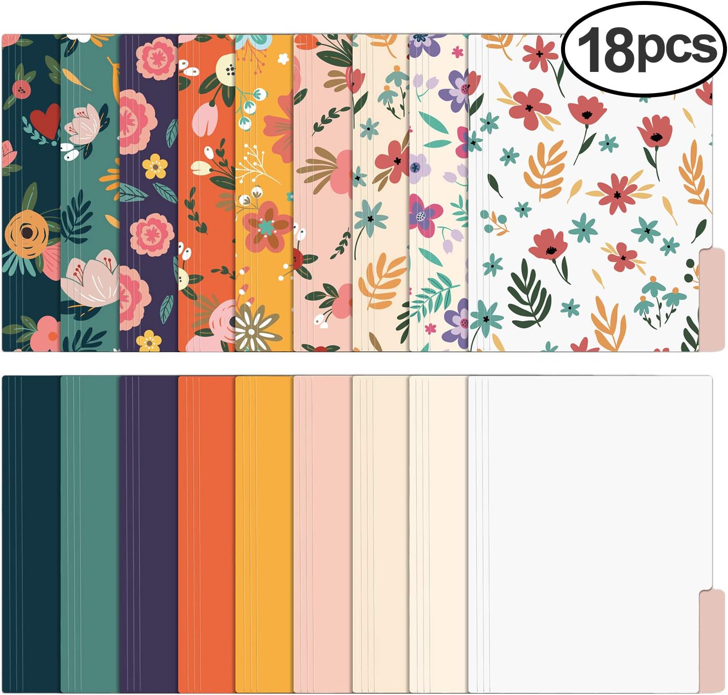 EOOUT 18 Pack Cute File Folders Decorative File Folders Floral Folders Letter Size Colored File Folders, 1/3-Cut Tabs, 9.5 x 11.5 Inches, for Office, School, Home : Office Products