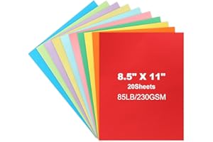 MIIKOUL Cardstock Paper 8.5" x 11", 230gsm/ 85 Lb Heavyweight Cover Card Stock for Printer, DIY Crafts, Greeting Cards Making, Invitations, Scrapbooking, Drawing (Mixed Color, 8.5"x11"/ 20 Sheets)