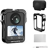 Metal Frame Cage for DJI Osmo 360 Accessories, Aluminum Alloy Protective Camera Cage with Quick Release, Silicone Lens Cap Screen Protector