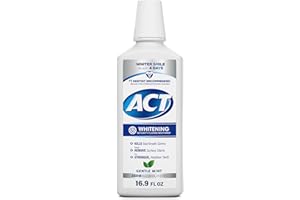 ACT Whitening + Anticavity Fluoride Mouthwash 16.9 fl. oz. With Zero Alcohol, Dye Free, Gentle Mint
