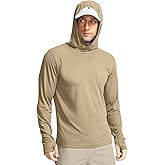 Men's Sun Protection Shirts UPF 50+ Long Sleeve Hoodie with 2 Pockets UV SPF Fishing Hiking Rash Guard Shirts