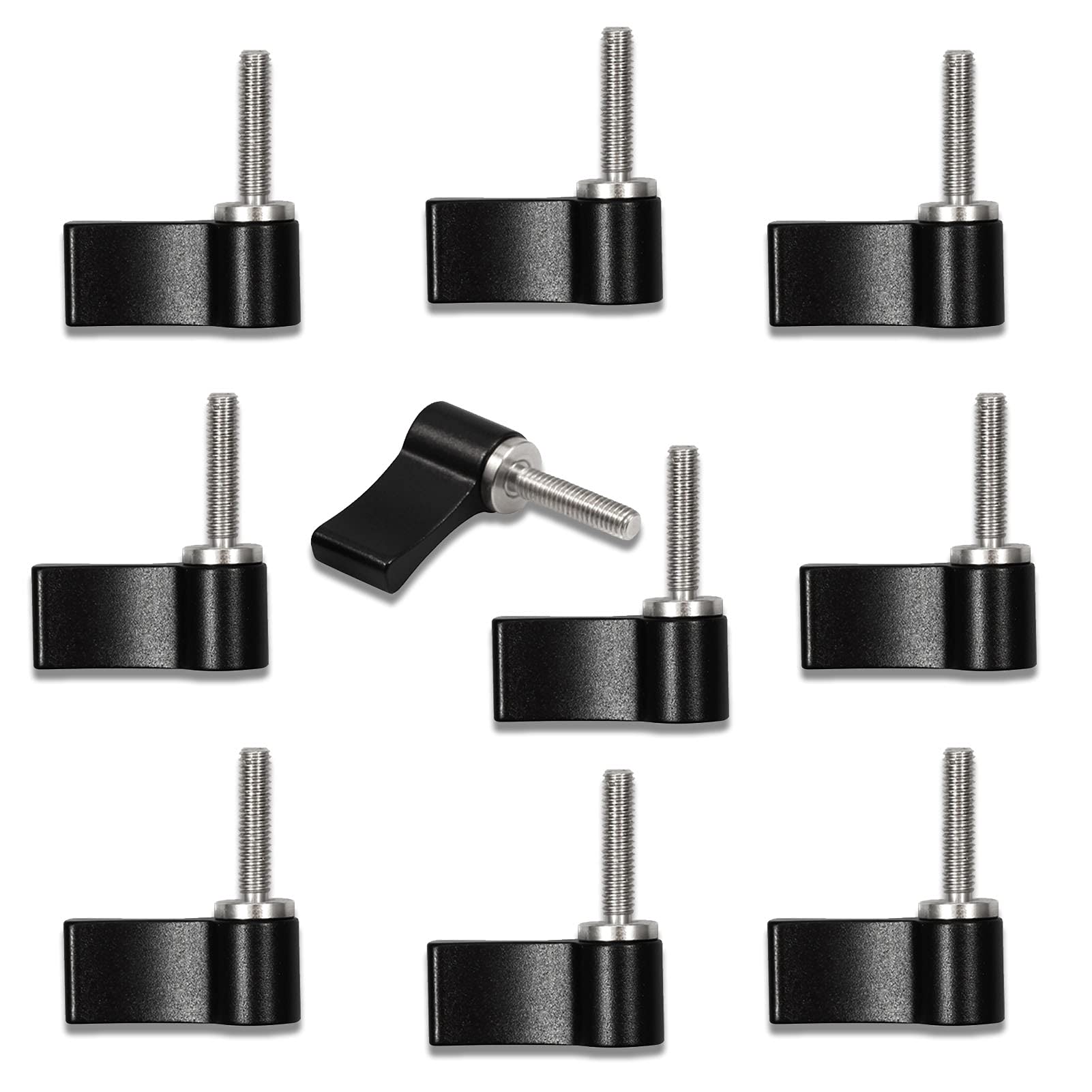 LEONTOOL 10 Pcs M4 17mm Male Threading Rotating Knob Adjustable Thumb Lever Screw with Single Wing for Camera Equipment(Black)