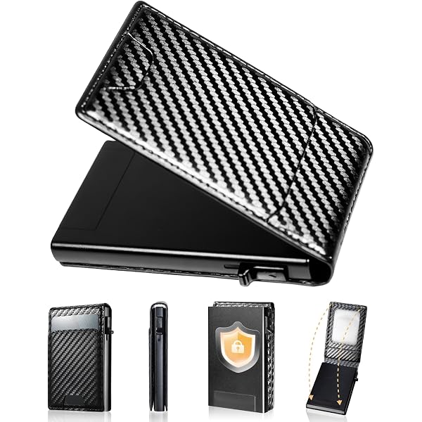 Men's Genuine Leather Bifold Wallet With Card Holder & Smart Tracker - Large Capacity, Carbon Fiber Look, Black - View #11