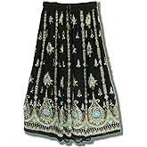 Radhykrishnafashions Women's Tie Dye Yoga Trend Sequined Crinkle Broomstick Gypsy Long Skirt