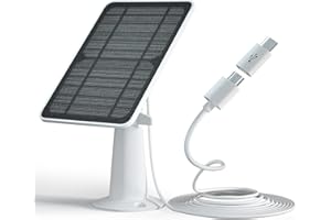 WININMETA Solar Panel Compatible with Eufycam 2C/2C Pro/E40/E20/2/2 Pro/E, 5V 4W Solar Panels for Camera, Continuous Power Supply, Micro USB & Type-C Port 9.8ft Cable, IP65 Waterproof, Secure Wall Mount, 1 Pack